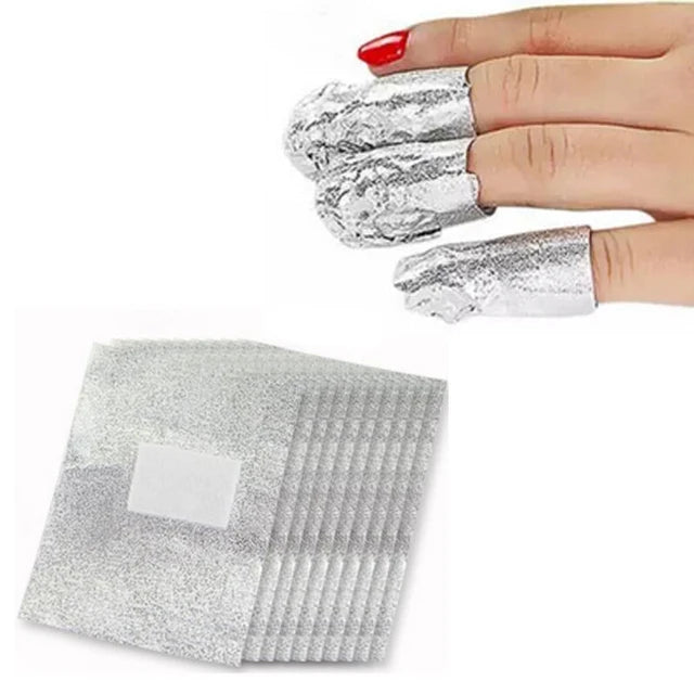 Aluminum Foil Nail Wraps x 100 For Nail Art Soak Off Acrylic UV Gel Remover